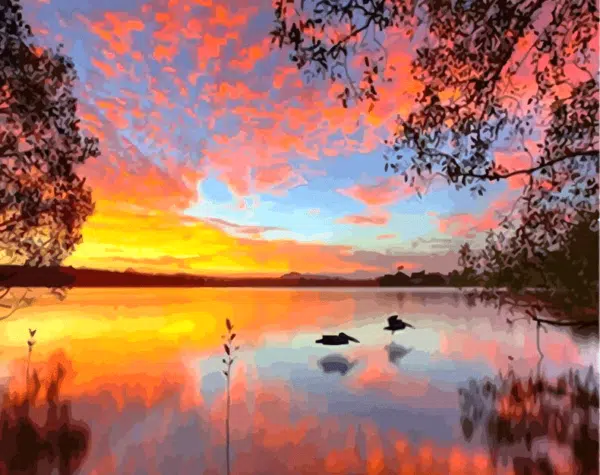 Paint by Numbers Kit Sunset Landscape