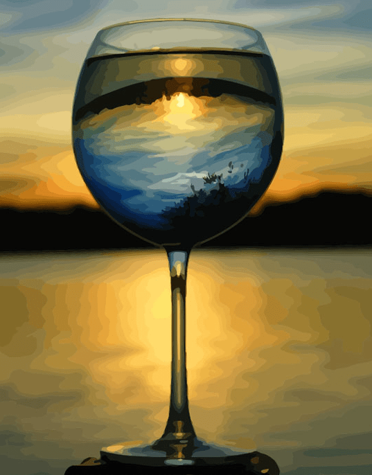 Paint By Numbers Kit Wine Sunset - Painting By Number