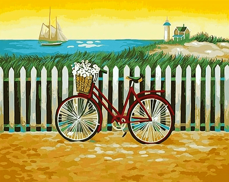 Paint by Numbers Kit Landscape Bicycle - Painting By Number