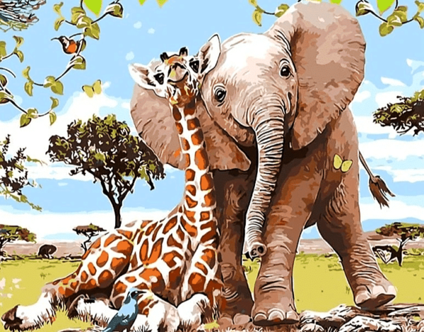 Paint by Numbers Kit Kids Elephant and Giraffe - Painting By Number