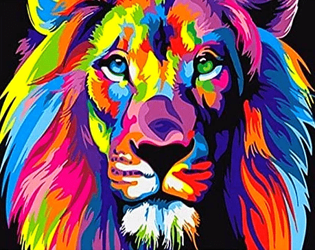 Paint by Numbers Kit Colorful Lion - Painting By Number