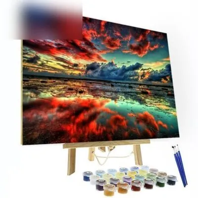 Paint By Number Landscape Cloudy Red Paint by Numbers Kit