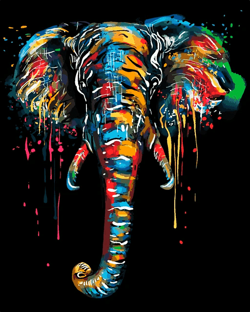 Abstract Elephant Paint By Numbers Kit - Painting By Number