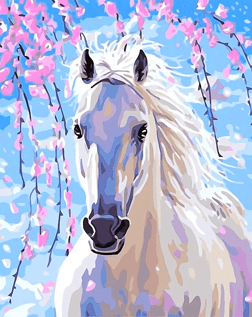 Paint by Numbers Kit White Horse - Painting By Number