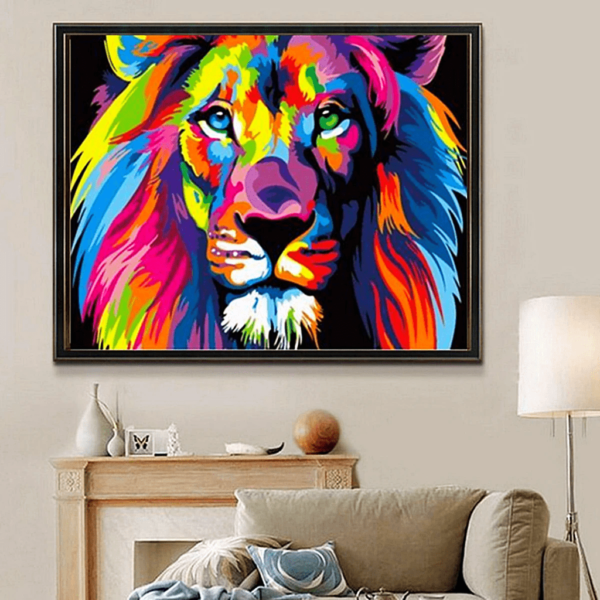 Paint by Numbers Kit Colorful Lion - Painting By Number