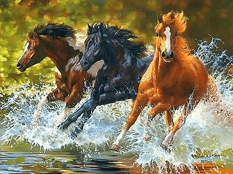 Paint by Numbers Kit Horses Running - Painting By Number