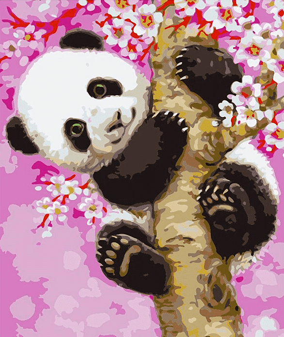 Paint By Number Kit Kids Cherry Panda - Painting By Number