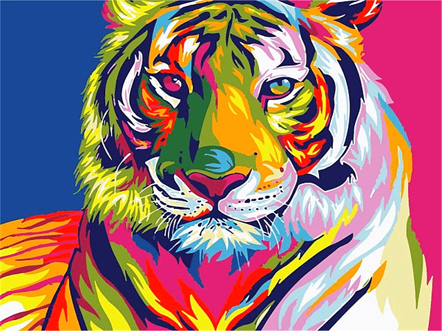 Colorful Abstract Tiger Paint By Number Kit - Painting By Number