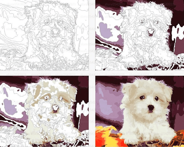 Paint by Number Kit White Cute Dog - Painting By Number