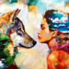 Paint by Numbers Kit Woman & Wolf - Painting By Number