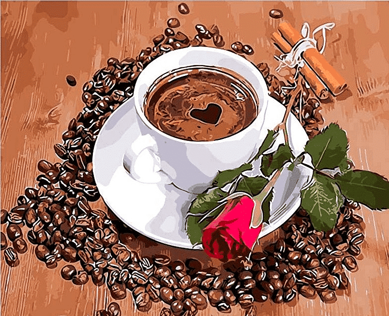 Paint by Numbers Kit Coffee & Rose - Painting By Number