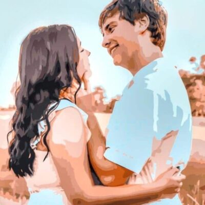 Custom paint by numbers couple portrait created from a personal photo