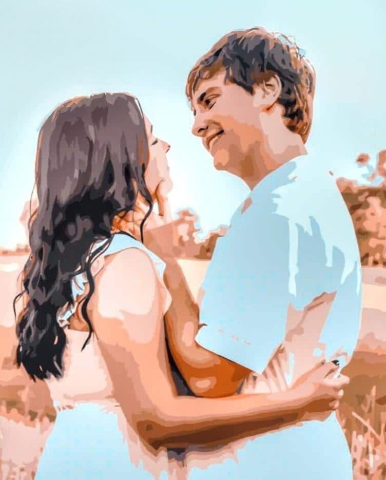 Custom paint by numbers couple portrait created from a personal photo