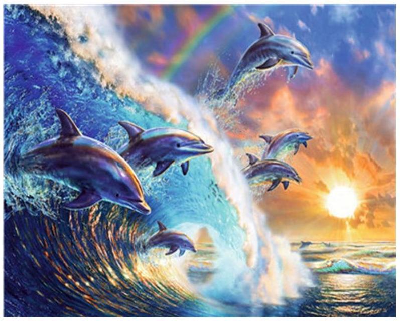 Dolphin Fantasy Paint By Numbers Kit - Painting By Number