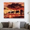 Elephants Sunset Landscape Paint by Numbers Kit - Painting By Number