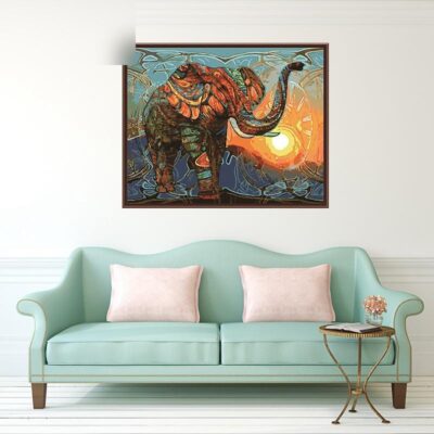 Vintage Abstract Elephant Paint by Numbers Kit - Painting By Number