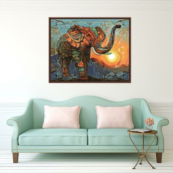 Vintage Abstract Elephant Paint by Numbers Kit - Painting By Number