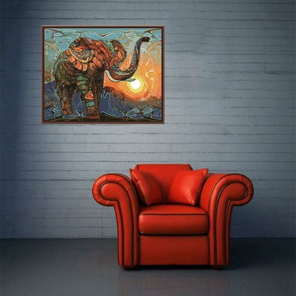 Vintage Abstract Elephant Paint by Numbers Kit - Painting By Number