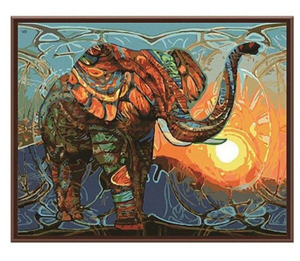 Vintage Abstract Elephant Paint by Numbers Kit - Painting By Number