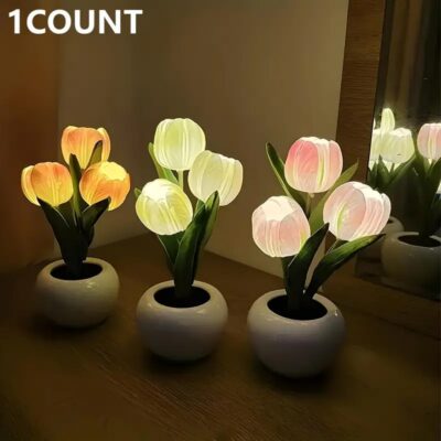 Tulip Lamp - LED Replica Tulip Table Lamp With Flower Vase