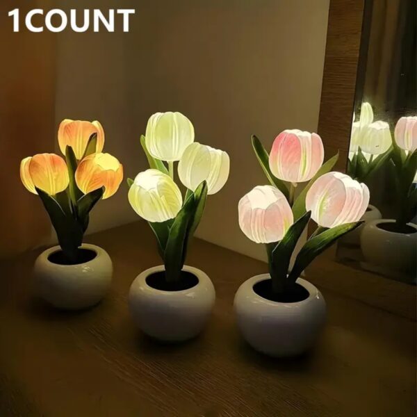 Tulip Lamp - LED Replica Tulip Table Lamp With Flower Vase