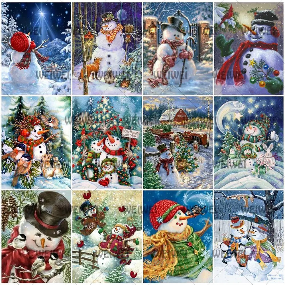 5D DIYSnowman Christmas Pictures Diamond Painting Kit - DIY Art