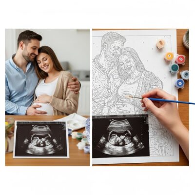 New Baby Announcement Paint by Numbers Kit from Your Sonogram or Photo