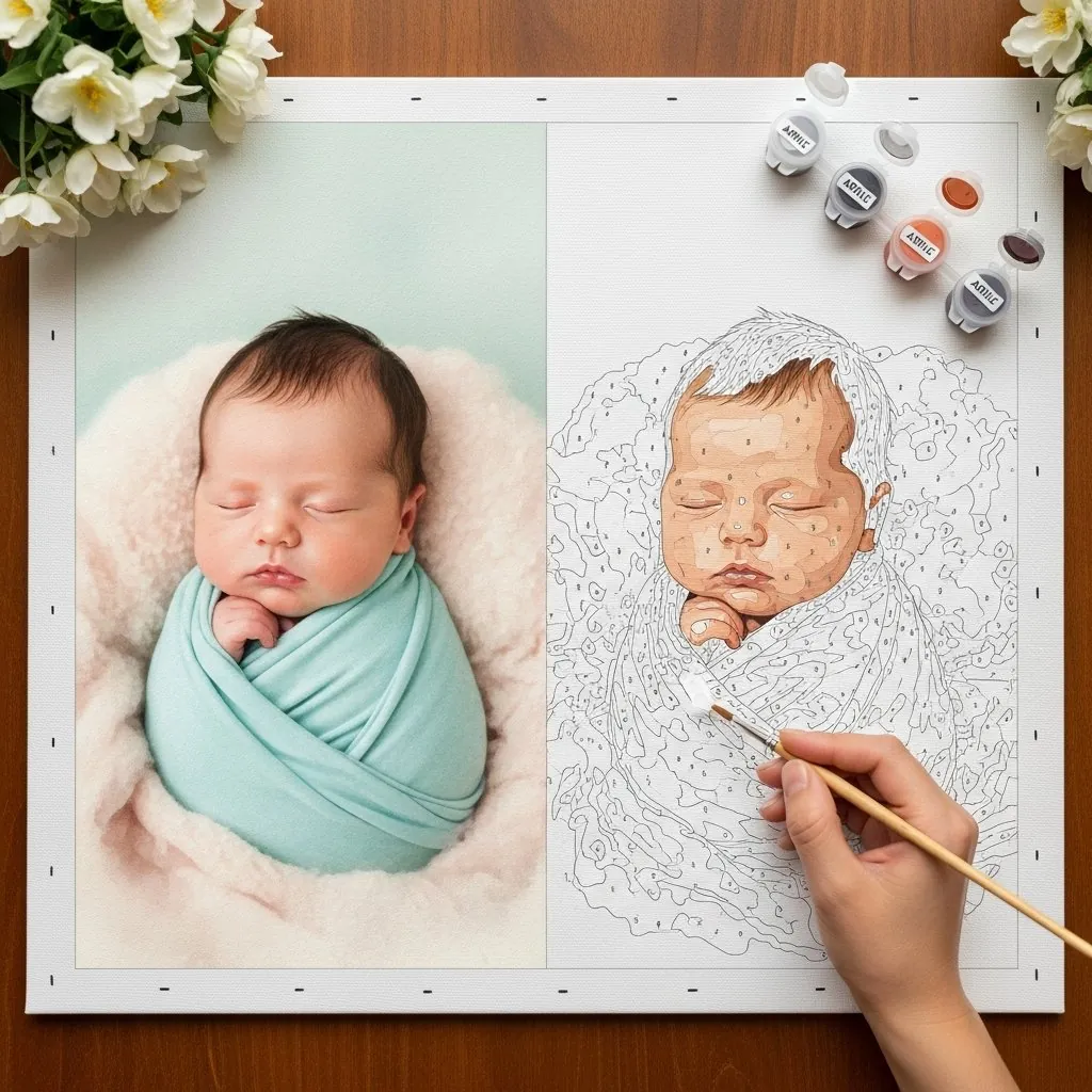 Madre e Hijo — Pintar por Números Personalizado desde Foto