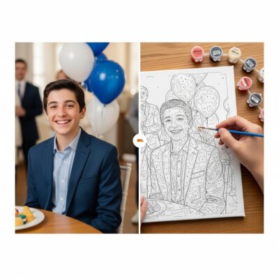 Bar & Bat Mitzvah Paint by Numbers Kit — Custom Portrait from Photo