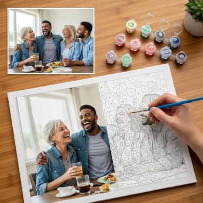 Friends Reunion Paint by Numbers Kit — Group Portrait from Your Photo