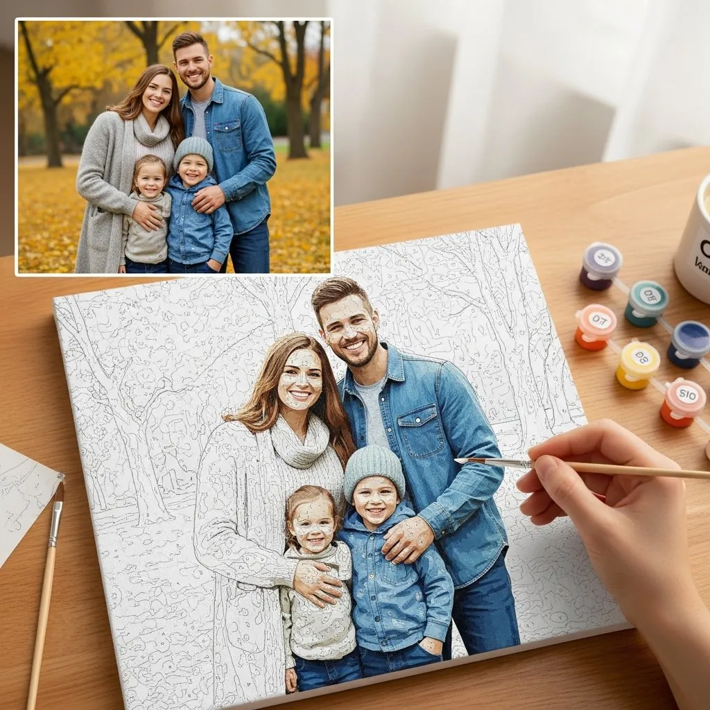 En Souvenir — Peinture par Numéros Mémorial Personnalisée d'après Photo