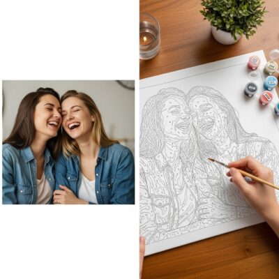 Best Friends Custom Portrait Paint by Numbers from Photo