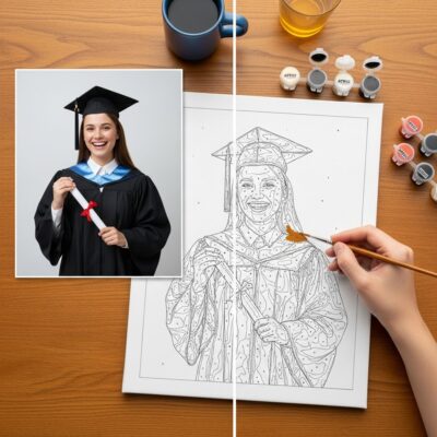 Graduation Portrait Paint by Numbers Kit from Your Photo