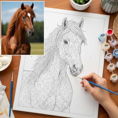 Custom Horse Portrait Paint by Numbers Kit from Photo