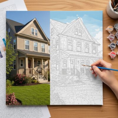 Childhood Home Portrait Paint by Numbers — Painted from Memory Lane