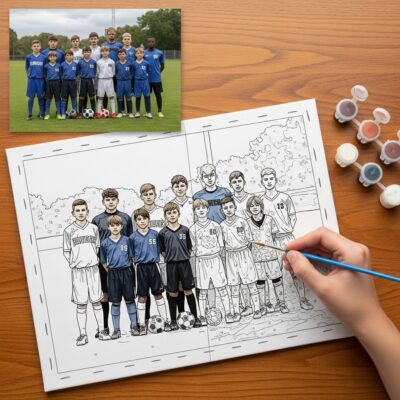 Sports Team Photo Paint by Numbers Kit — Custom from Your Photo