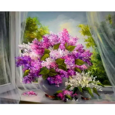 Lilacs at the Open Window - Paint by Numbers Kit