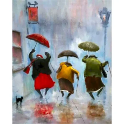 Three Ladies in the Rain - Paint by Numbers Kit