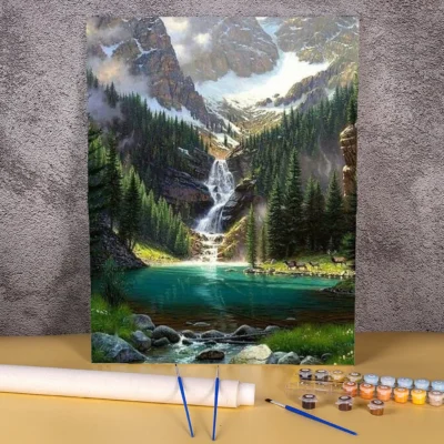Mountain Waterfall Lake - Paint by Numbers Kit