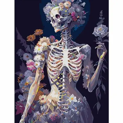Skeleton in Bloom - Gothic Floral Paint by Numbers Kit