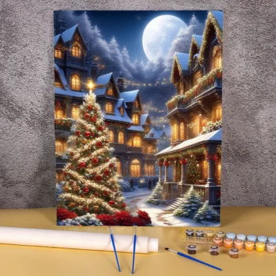 Christmas Village at Night - Paint by Numbers Kit