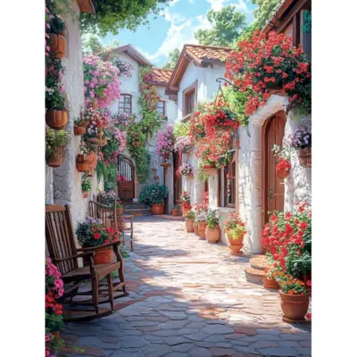 Blooming Village Lane - Paint by Numbers Kit