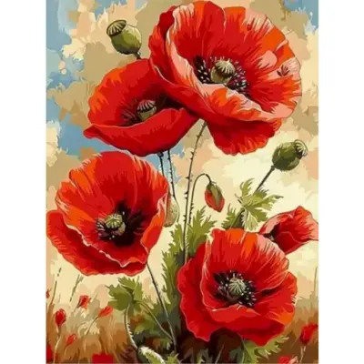 Crimson Poppies - Paint by Numbers Kit