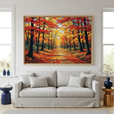 Autumn Forest Path - XL Framed Paint by Numbers Kit
