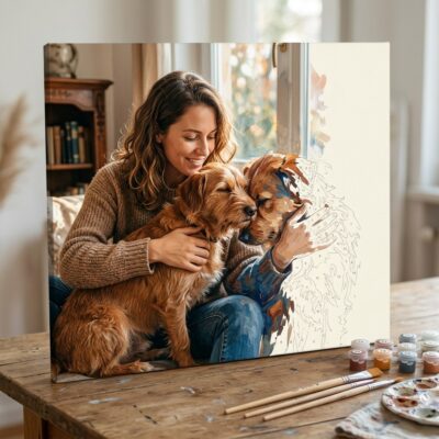 Custom Pet & Owner Portrait Paint by Numbers from Photo