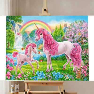Kit de Pintar por Números Unicornio Rosa para Niños