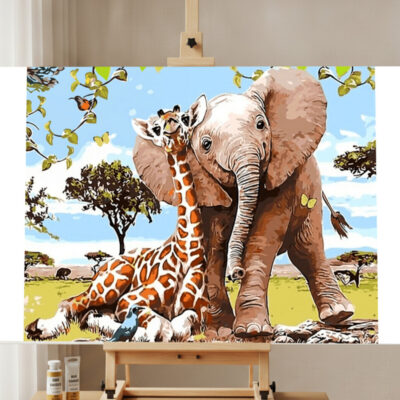 Malen nach Zahlen Set Kinder Elefant und Giraffe