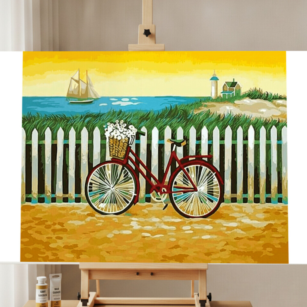 Landschaft Fahrrad Malen nach Zahlen Set