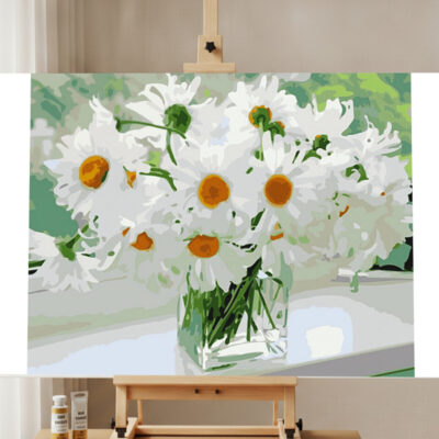 Weiße Blumen Malen nach Zahlen Set