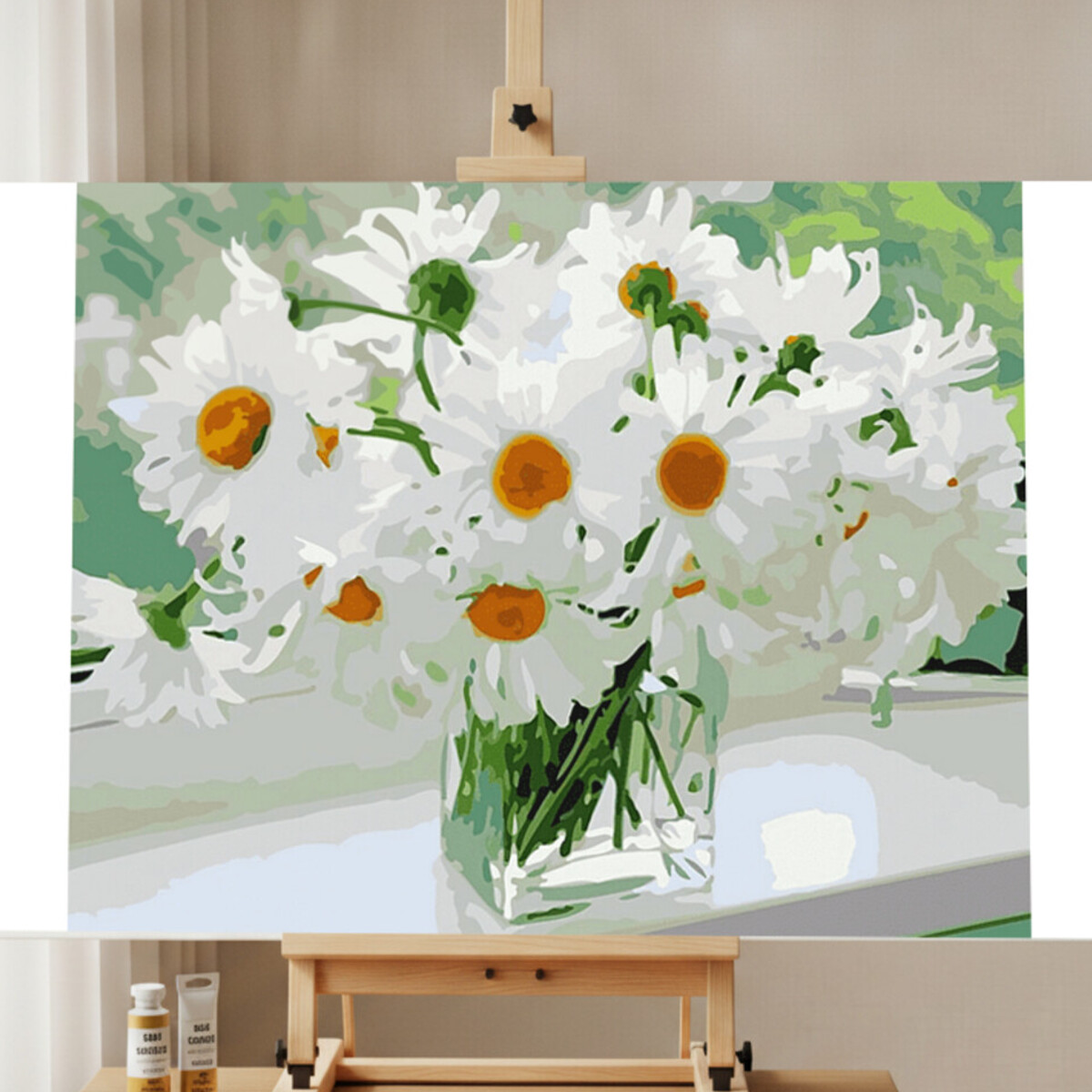 Weiße Blumen Malen nach Zahlen Set